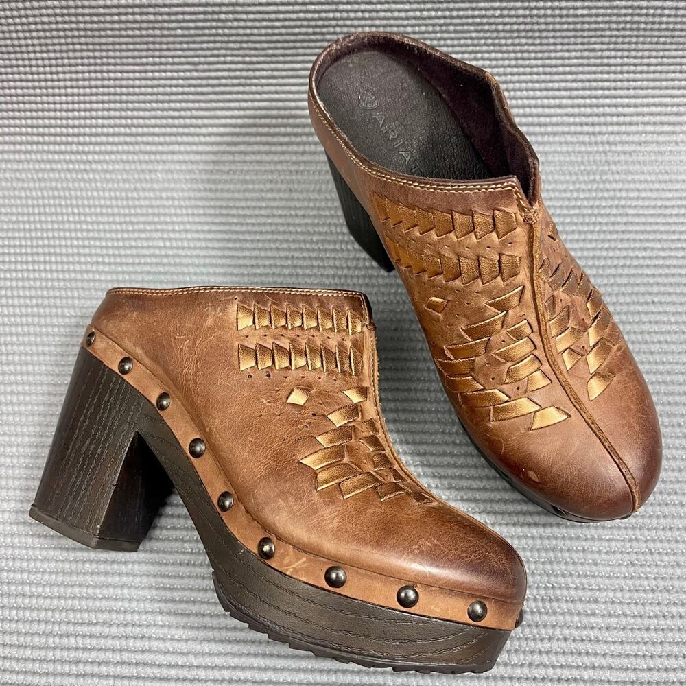 Ariat Bria Platform Clog Women’s Size 6.5 Brown Slip On Leather